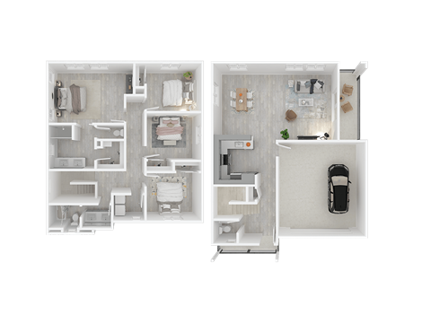 The Isles 3D floor plan for 4 bedroom 2.5 bath A